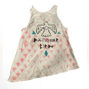 Chaser Danger Bird Women’s racerback tank top in White and Pink NWOT Size Small